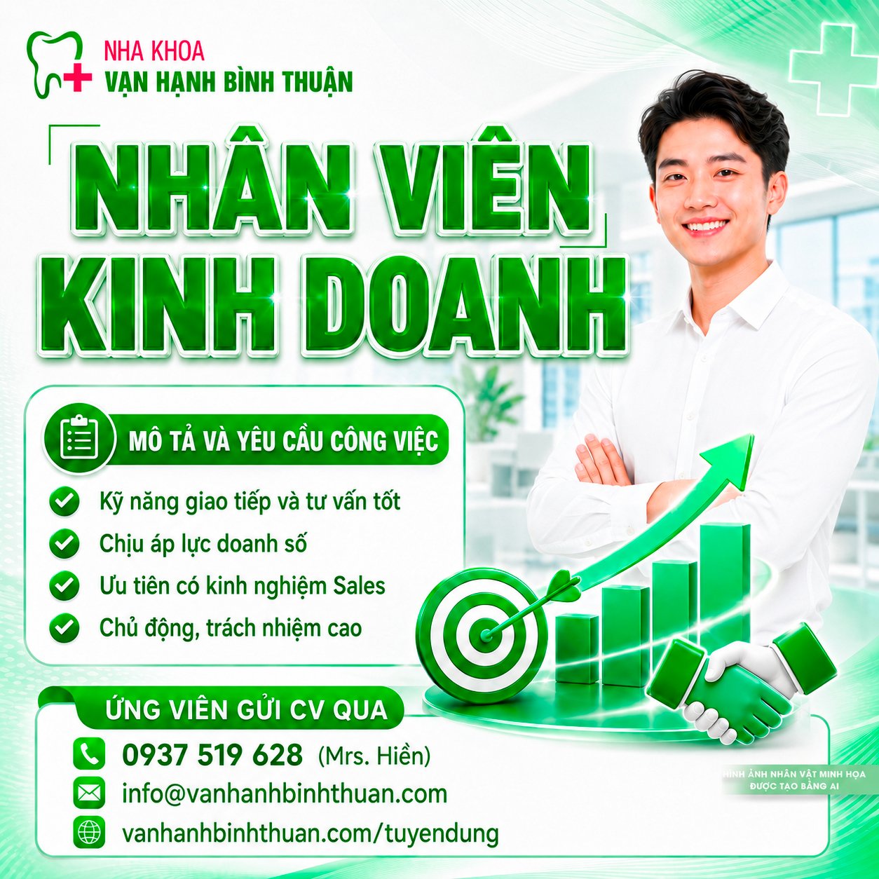 NHA KHOA VẠN HẠNH BÌNH THUẬN TUYỂN DỤNG NHÂN VIÊN KINH DOANH